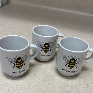 Bee-Themed White Espresso Mugs Set